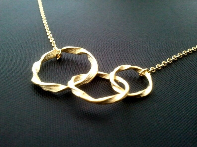 Eternity Love Triple Gold Charm Necklace Infinity Love Etsy
