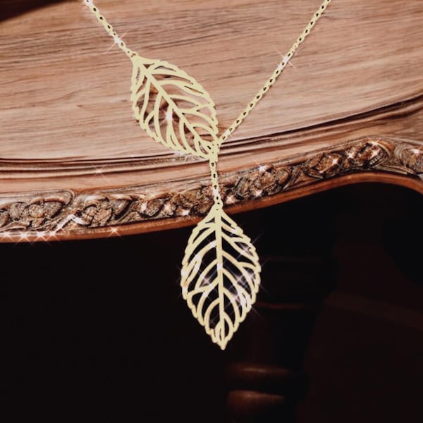 Autumn Gold Leaves Necklace, Personalized Gift