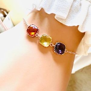 Personalized Birthstone Bracelet: Gold Plated CZ Jewelry Gift