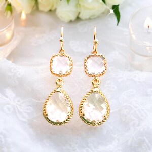 Gold Bridal Earrings: Clear Crystal Bridesmaid Jewelry