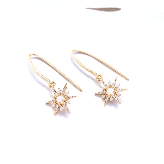 Opal Earrings Evil Opal Gold Earrings Star Earrings Star | Etsy