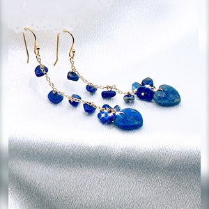 Lapis lazuli earrings Navy Blue Gold Dangle earrings Lapis Lazuli Jewelry Gift for Her Wedding gift Gold drop earrings Gold jewelry gift image 2