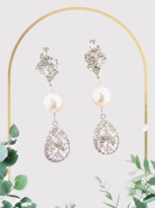 Orecchini Pendenti Con Perle E Zirconi Cubici – Oro Vintage, Stile Boho, Gioielli Da Sposa Per Donne E Ragazze, Fatto A Mano
