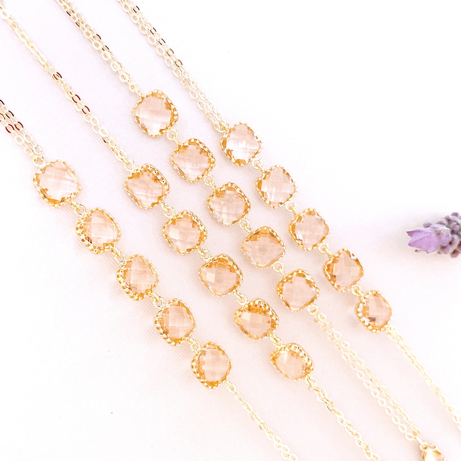Peach Necklace Wedding Necklace Champagne Necklace Peach - Etsy