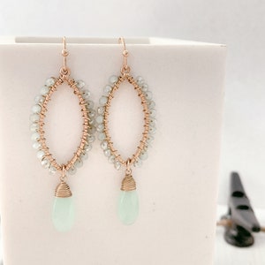 Aqua Blue Chandelier Earrings, Vintage Light Blue Dangle Earrings,Spring gold earrings, Summer beach earrings image 8