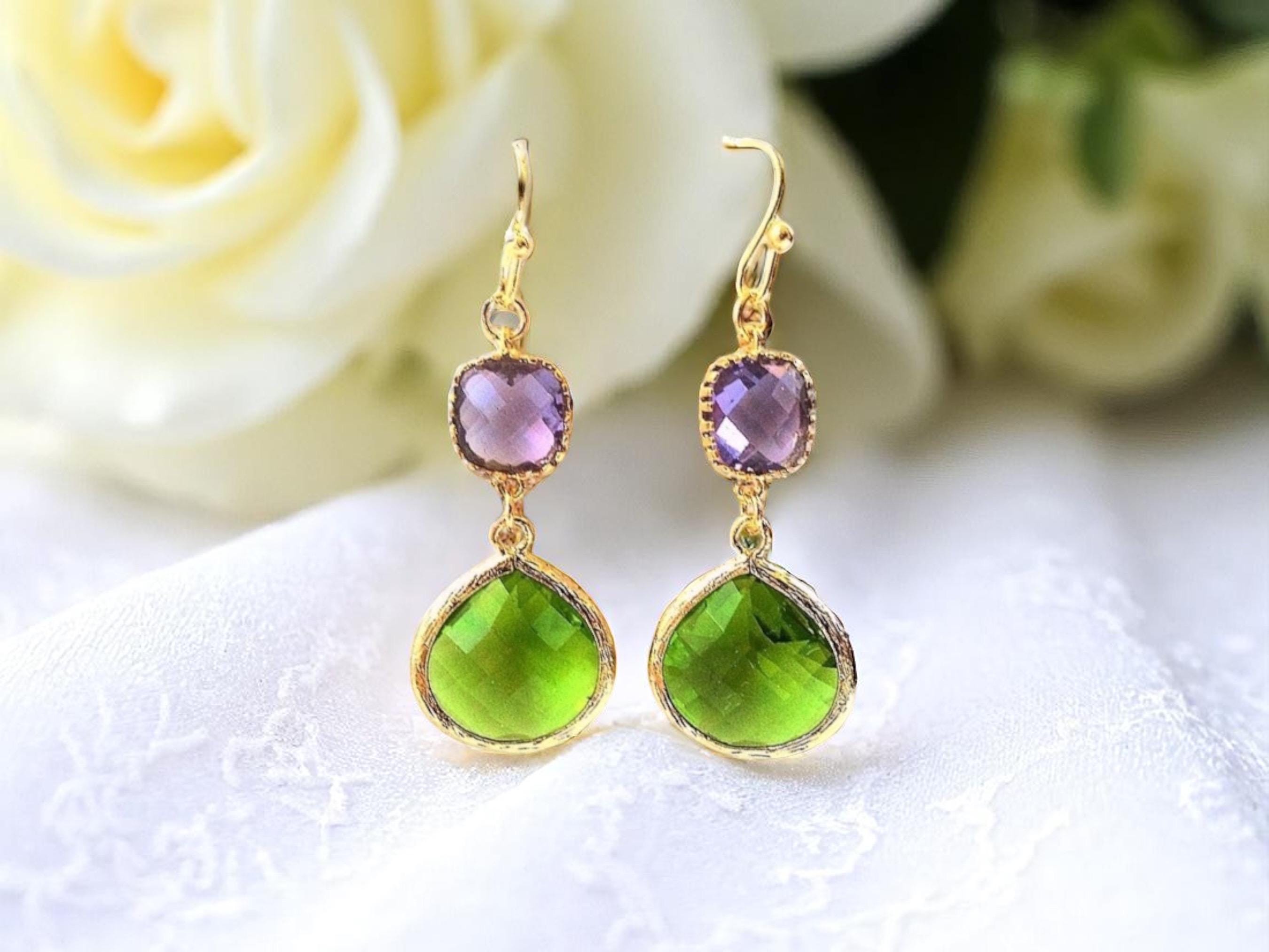Orecchini Pendenti A Spirale In Argento Sterling Con Peridoto/Ametista/Pietra Di Luna | Gioielli Anallergici In Confezione Regalo