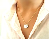 Initial Discs Necklace • 14K gold filled Necklace • Sterling Silver Monogram Necklace • Personalized Jewelry gift for Mom • Kids Initial