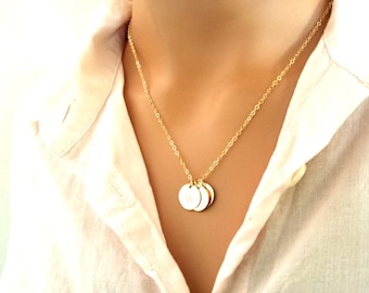 Personalized Initial Disc Necklace: 14K Gold Filled or Sterling Silver