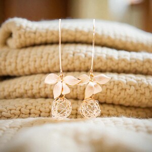 Exquisite Freshwater Pearl Orchid Earrings: Elegant Bridesmaid, Bridal Jewelry Gift Idea