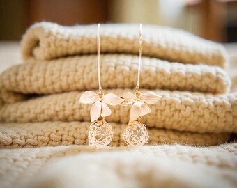 Exquisite Freshwater Pearl Orchid Earrings: Elegant Bridesmaid, Bridal Jewelry Gift Idea