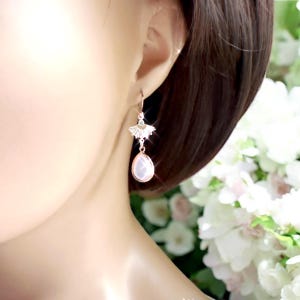 Champagne Necklace & Rose Gold Earrings: Bridal Jewelry Set