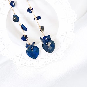 Lapis lazuli earrings Navy Blue Gold Dangle earrings Lapis Lazuli Jewelry Gift for Her Wedding gift Gold drop earrings Gold jewelry gift image 3