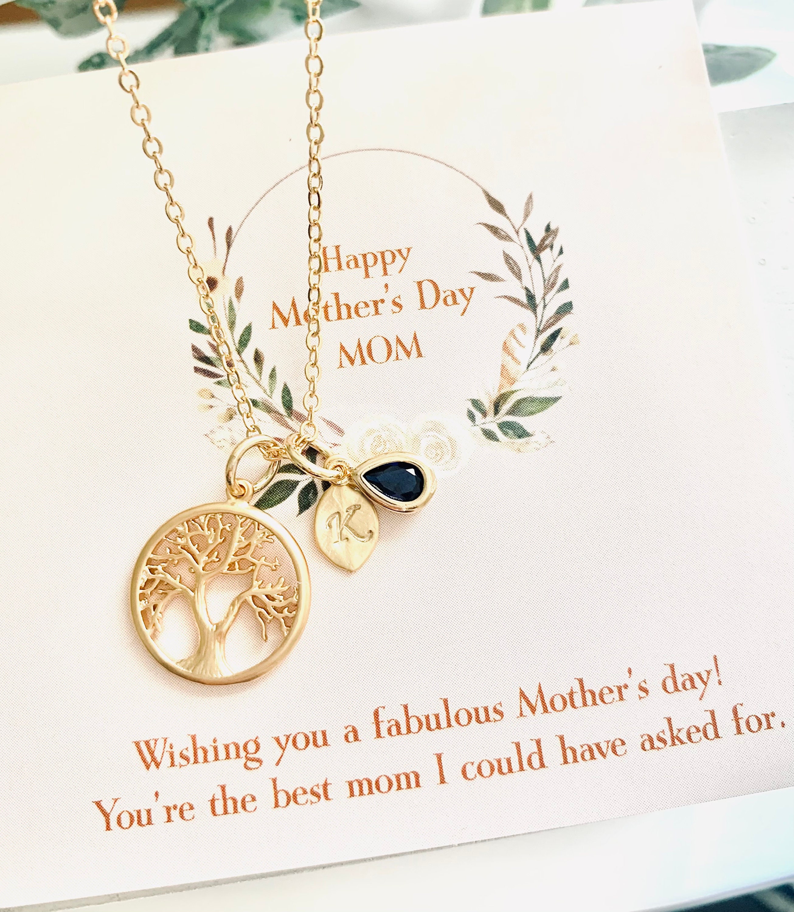 ☺︎ Buy Family Birthstone Necklace Initial Necklace Custom
