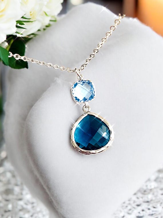 Blue Sapphire Necklace Sapphire Earrings September birthstone Birthday gifts