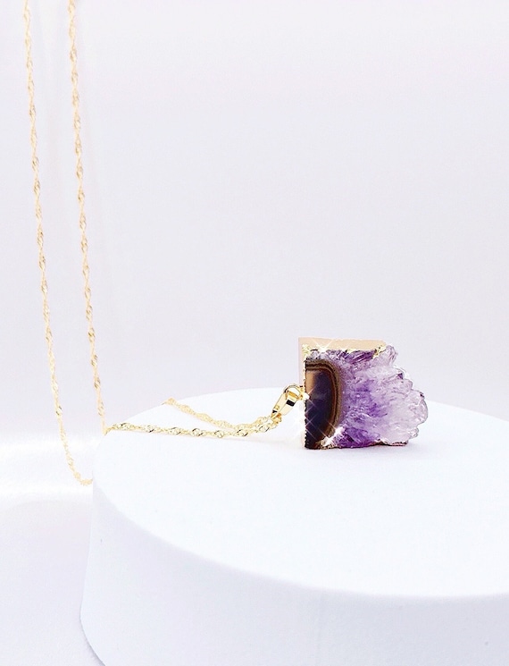 天然アメジストネックレス：金電鋳紫ネックレス - Etsy 日本