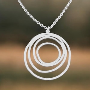 Matte Circle Pendant Necklace - White Gold Luster Chain