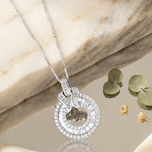 Crystal Necklace Exquisite Round Pendant Micro Paved Dazzling Cubic Zirconia Statement jewelry