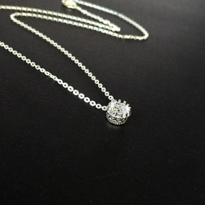 Solitaire Diamond Necklace Diamond Necklace Floating Diamond Gold Necklace Silver Necklace Valentines Gifts for Her image 3