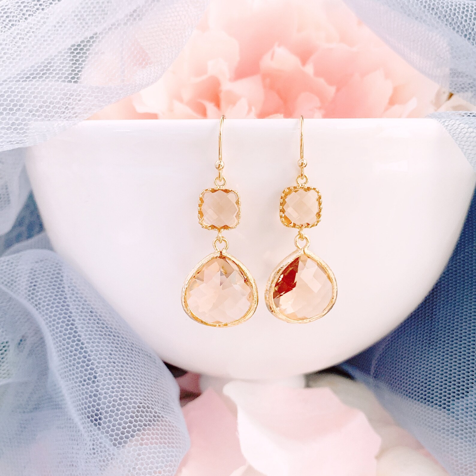 Peach Necklace Wedding Necklace Champagne Necklace Peach Etsy Australia