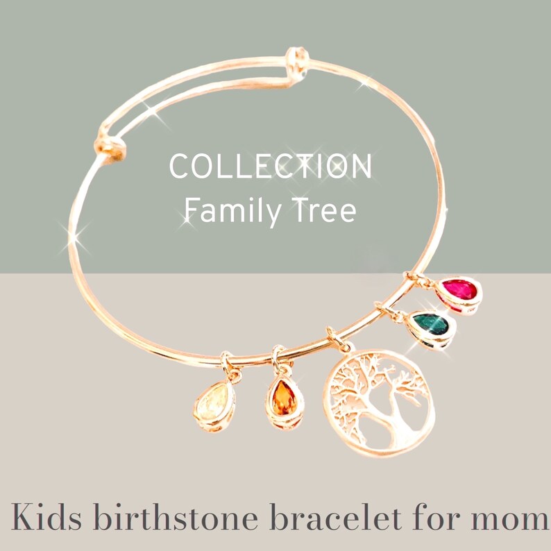 Bracelet de pierres de naissance pour maman, cadeau de fête des mères pour maman, bracelet initiale de famille, cadeau personnalisé pour maman, bijoux nouvelle maman, cadeau grand-mère image 3