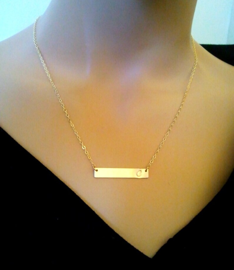SALE GOLD BAR Necklace Personalized Necklace Bar Initial Etsy