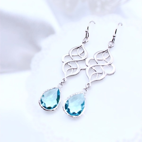 Aquamarine Earrings, March Birthstone, Aqua Blue Earrings, Bridal Earrings, Wedding Earrings, Bridesmaid Earrings, birthday gift for her