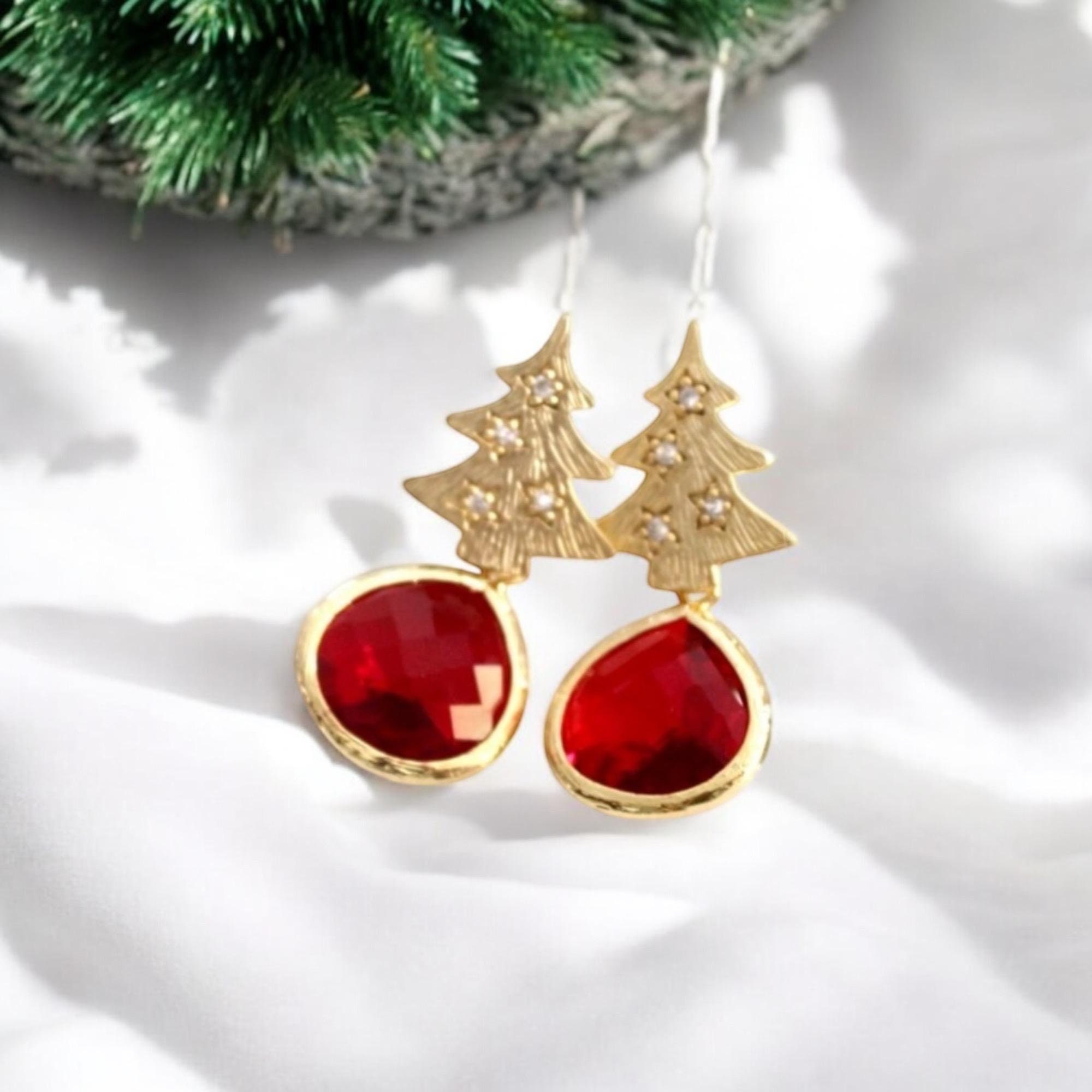 Orecchini Pendenti A Forma Di Albero Di Natale - Gioielli Colorati Per Donne - Accessori Da Festa