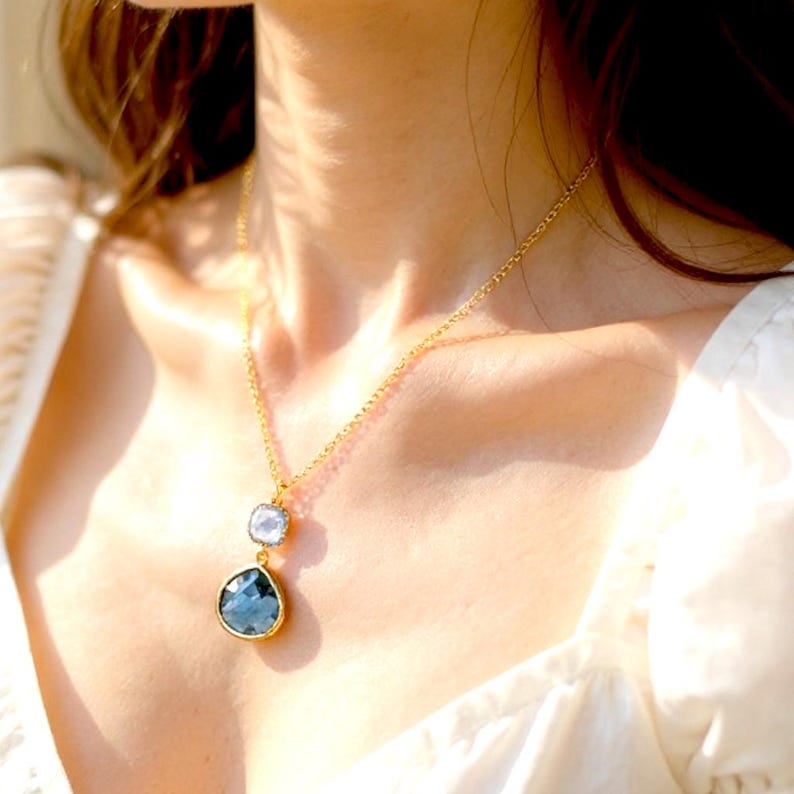 Blue Sapphire Necklace Sapphire Earrings September birthstone Birthday gifts image 4