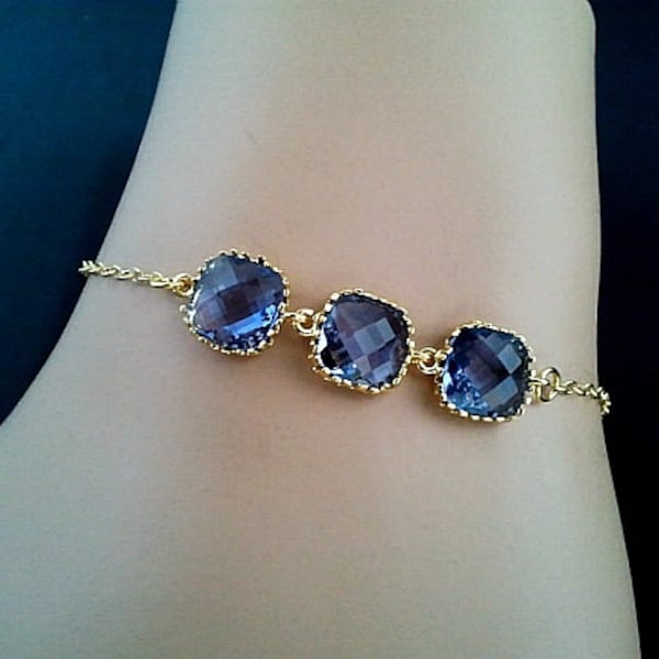 Blue Gold Bracelet Etsy