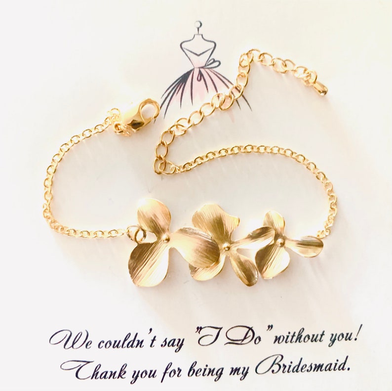 Orchid Flower ROSE GOLD Jewelry bridal necklace bridesmaid gift Unique wedding Jewelry Birthday gift Mom Jewelry Mothers day gift for mom image 8