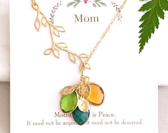 Birthstone Necklace for Mom, Personalized Gifts for Her, Family Birthstone Jewelry for Grandma, Grandparent Gifts, Unique Best Holiday Gift