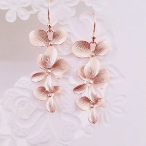 Rose Gold Orchid Earrings plumeria Earrings: hawaiian Wedding Necklace Bridal Jewelry gift image 10