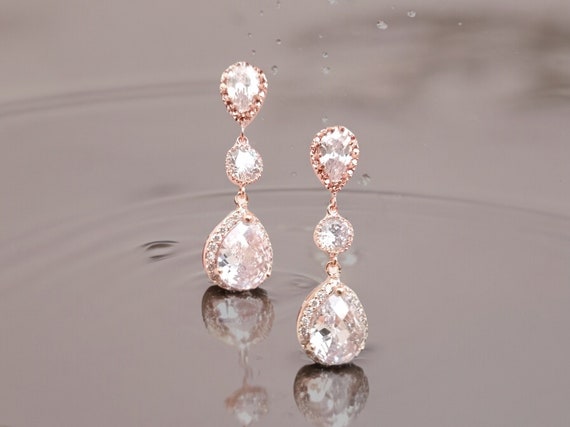 Philip Jones Anello con Tre Pietre Regolabile Placcato Oro Rosa Creato con Cristalli Zircondia® : Philip Jones