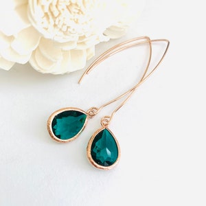 EMERALD Earrings, SAPPHIRE Earrings, Rose Gold Jewelry gifts for Her, Birthday Gifts for Best Friend, Birthstone Earrings, Gifts for mom