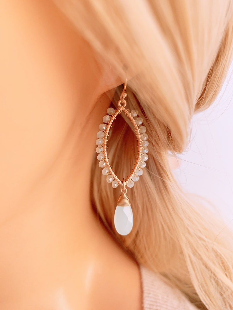 Aqua Blue Chandelier Earrings, Vintage Light Blue Dangle Earrings,Spring gold earrings, Summer beach earrings image 1