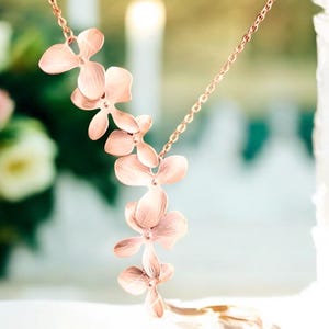 Rose Gold Orchid Earrings plumeria Earrings: hawaiian Wedding Necklace Bridal Jewelry gift image 4