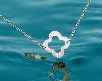 Collar de trébol de plata esterlina, joyería de amuleto de la suerte