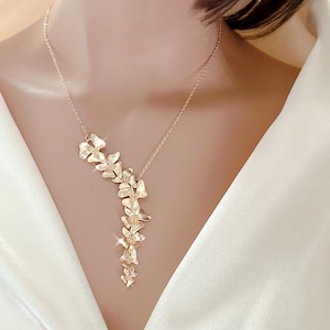 Wild Orchid Flower Earrings Gold Necklace for women Bridesmaid Gift Bridal Party Gift Personalized gift for her birthday gift Wedding gift Necklace Y Style