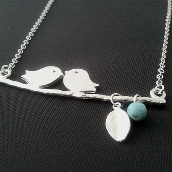 A Couple of Lovely Birds charm, necklace , Bird pendant, Lariat Necklace,christmas gift, cocktail jewelry