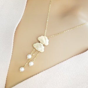 Cloud with Pearl pendant Necklace cloud charm necklace, gold, everyday jewelry, friend gift, Rainy day mothers day gifts image 4