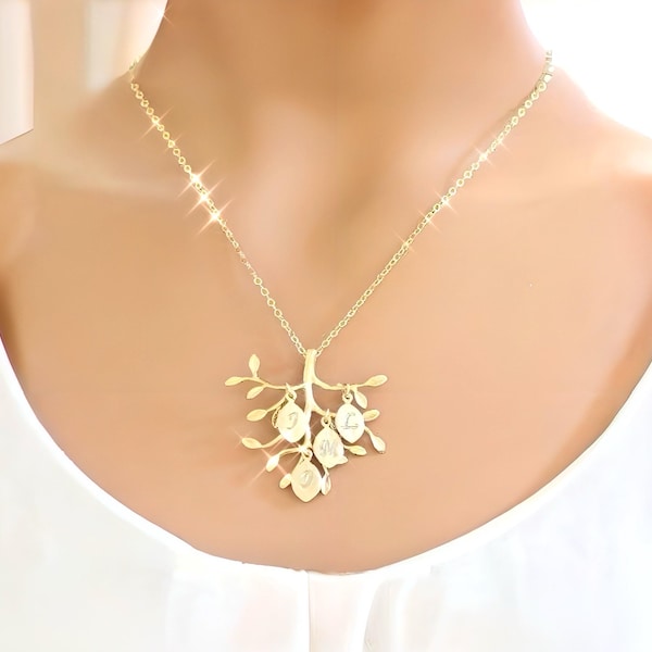 Birthstone necklace Custom jewelry for Mom family tree necklaces kids initial Personalized gifts
