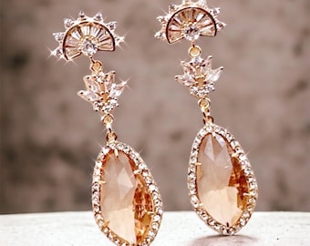 Champagner Ohrringe Kristall Strass Ohrring: Art Deco Brautschmuck