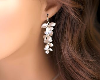 Orchid Necklace Flower earrings: Floral Bridal Jewelry