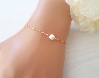 Pearl Bracelet, Bridesmaid Gifts for Her, Pearl earrings, Party gift, Flower Girl gifts, Single Pearl Necklace, Jewelry gifts set for mom