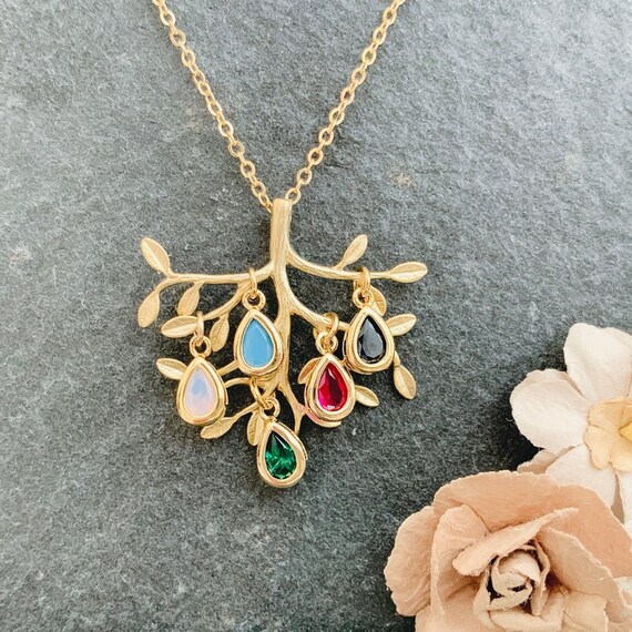 Gold birthstone necklace for best sale mom