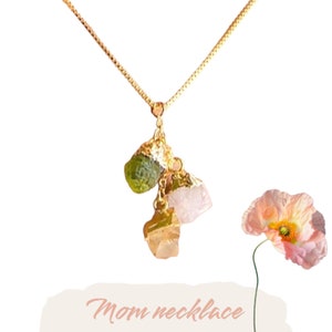 Collier familial personnalisé avec pierres de naissance, collier initial, cadeau personnalisé pour maman, cadeau pour grand-mère, pierre de naissance, bijoux pour maman, cadeau fête des mères image 1