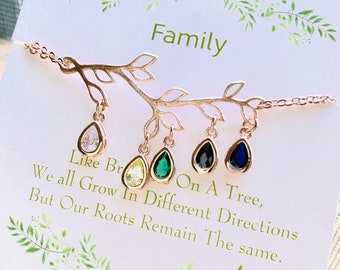 Personalized Birthstone Bracelet for Mom: Family Tree Jewelry