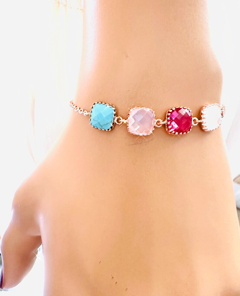 Personalized gift for Her Birthstone charm Bracelet for Mom Unique gift for Friend Birthstone handmade jewelry for Wife Gift for Sister Gift image 7