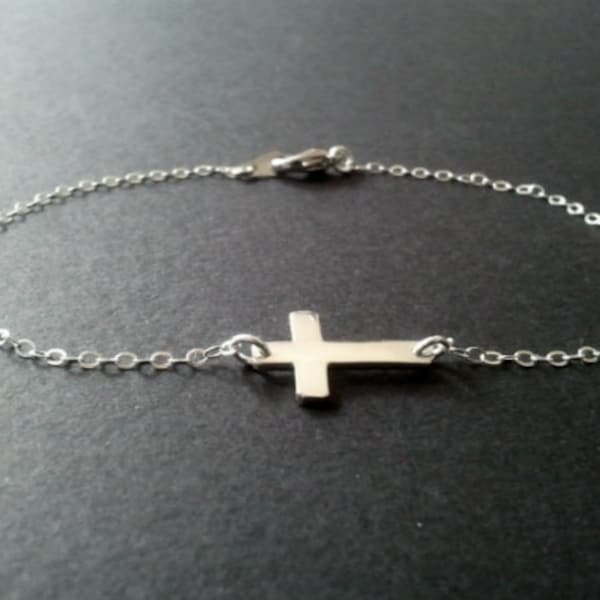 Cross bracelet, Cross Necklace (Sterling Silver, Gold, Rose gold) ,Friendship, Charm, Chain Bracelet , Gift