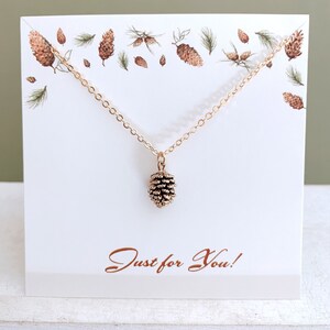 Gold Pine Cone Necklace: Autumn Jewelry Gift image 3